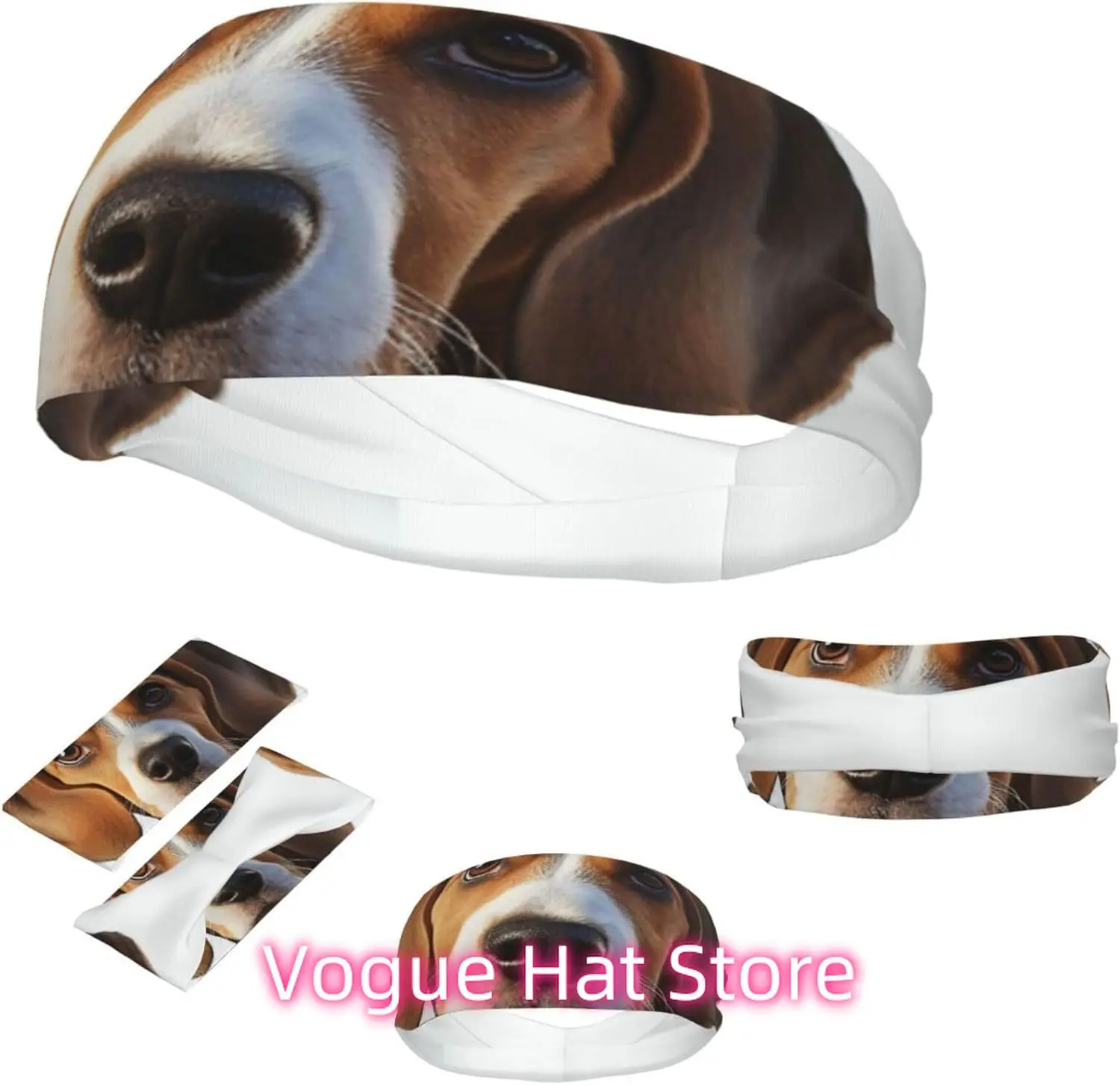 

Sports Headband for Men Women Moisture Wicking Athletic Sweatband Cute Beagle Dog Workout Sweat Bands Non Slip Headbands Stretch