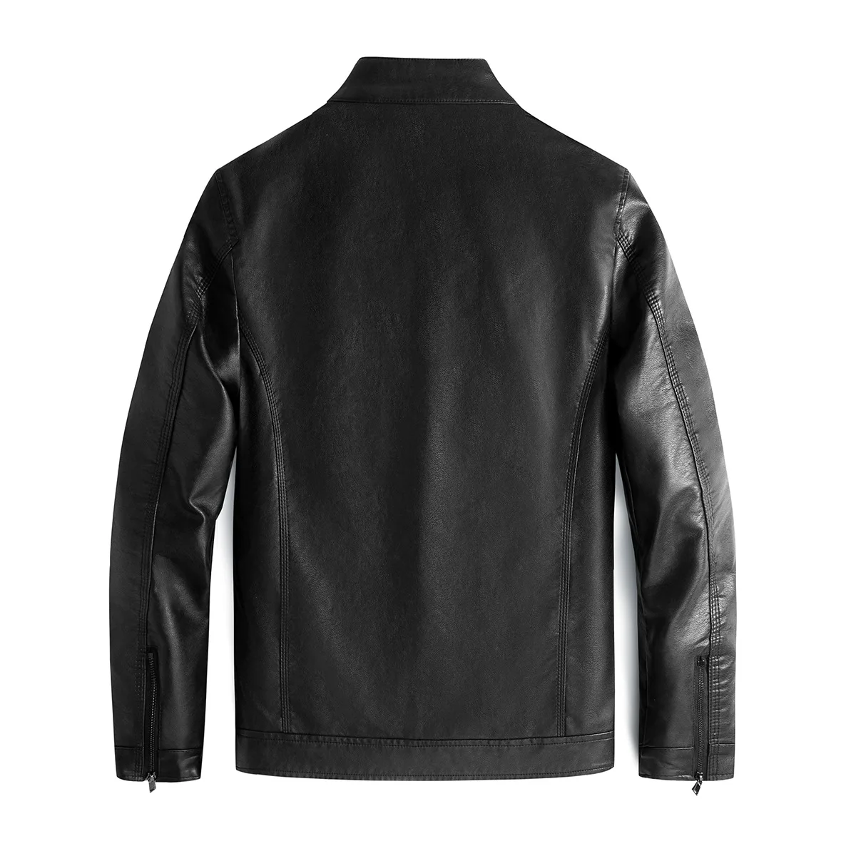 Mairecruted Di Veste en cuir PU pour homme, lavage de moto, blouson à col montant pour homme