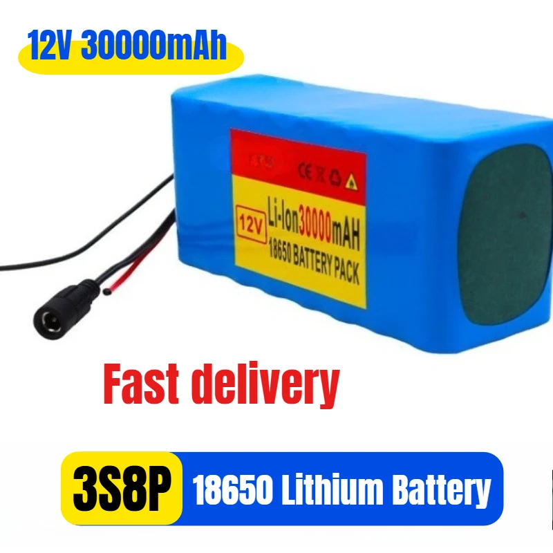 

12V 3S8P 30000mAh Battery Pack 18650 Lithium Battery Inverter Miner + 12.6V Charger
