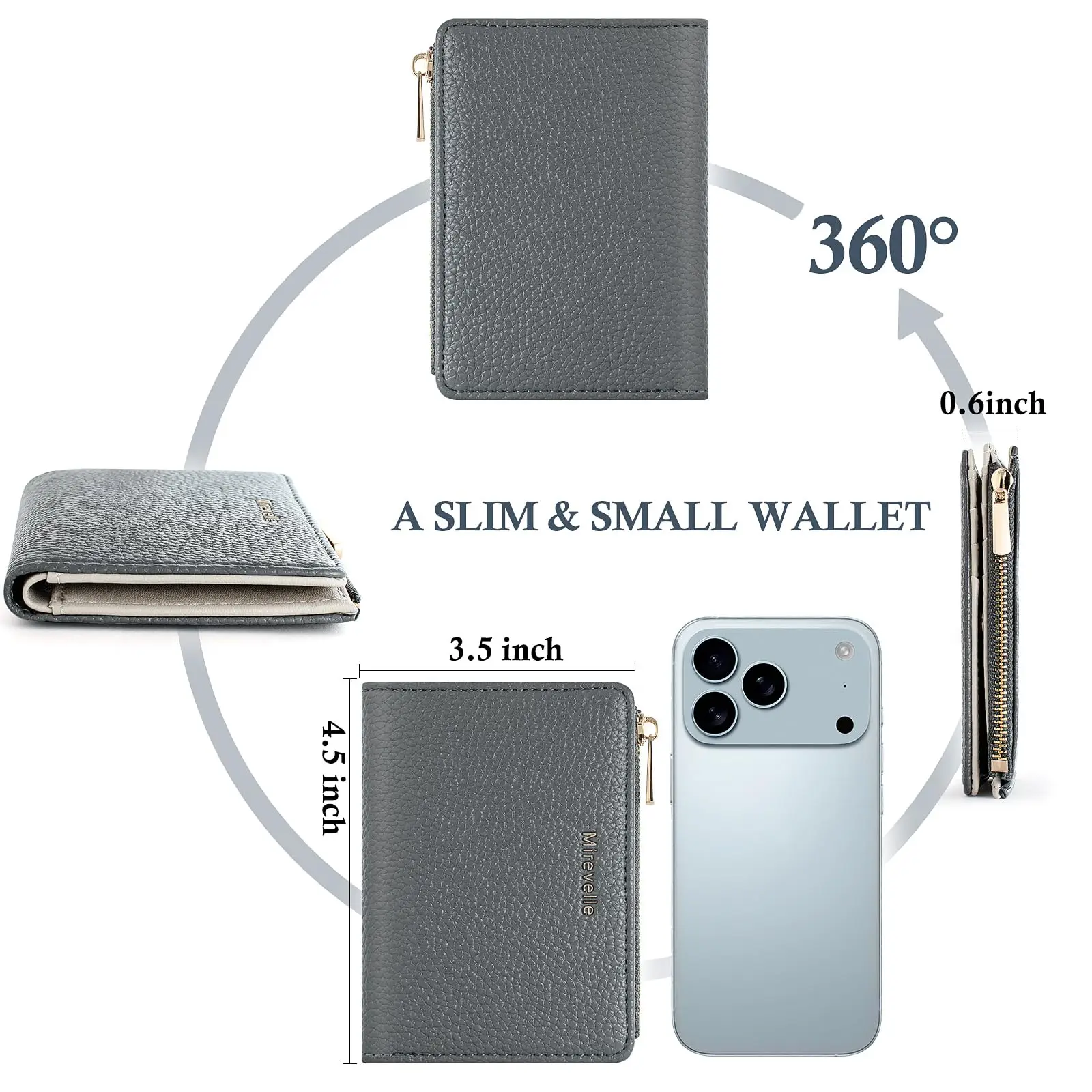 Pomelo Best Small Wallet Women RFID Blocking Faux Leather Bifold Slim Card Holder With Zipper Coin Pocket