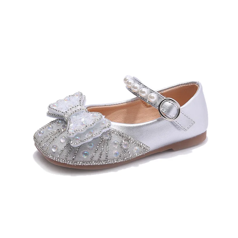 Petites chaussures de princesse en cuir pour filles, chaussures pour enfants, chaussures de bébé en cristal brillant, printemps et automne, nouveau, 2022