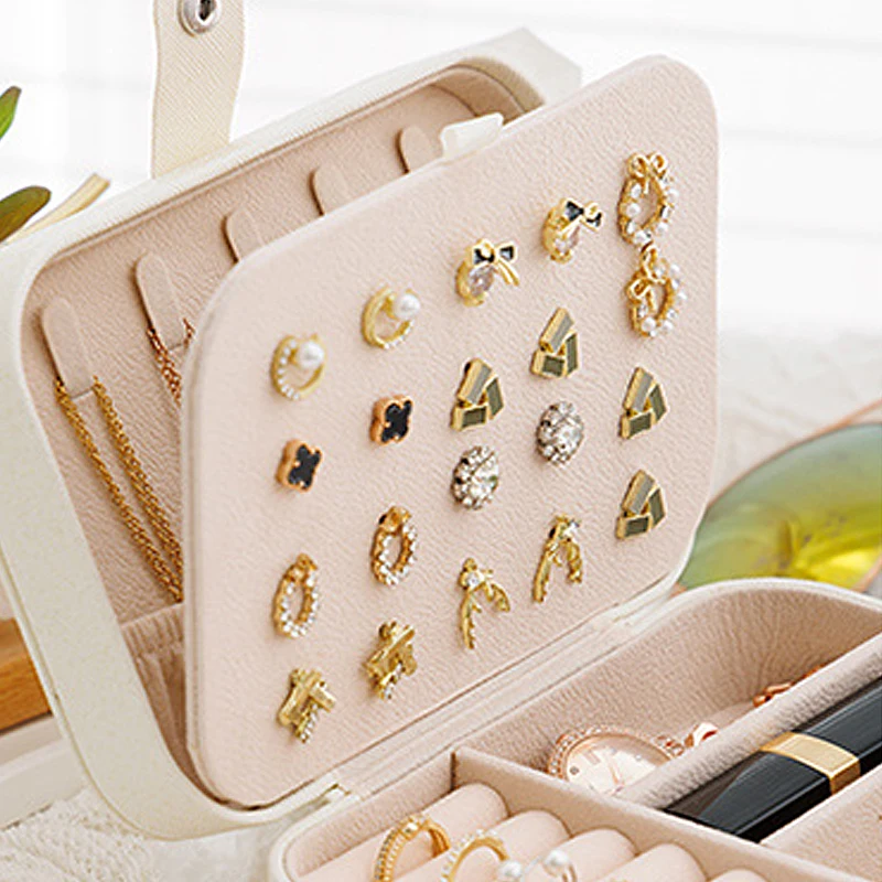 Einfache und tragbare Reise-Schmuckaufbewahrungsbox für Armbänder, Ohrringe, Ringe und Ohrstecker – Detail 25