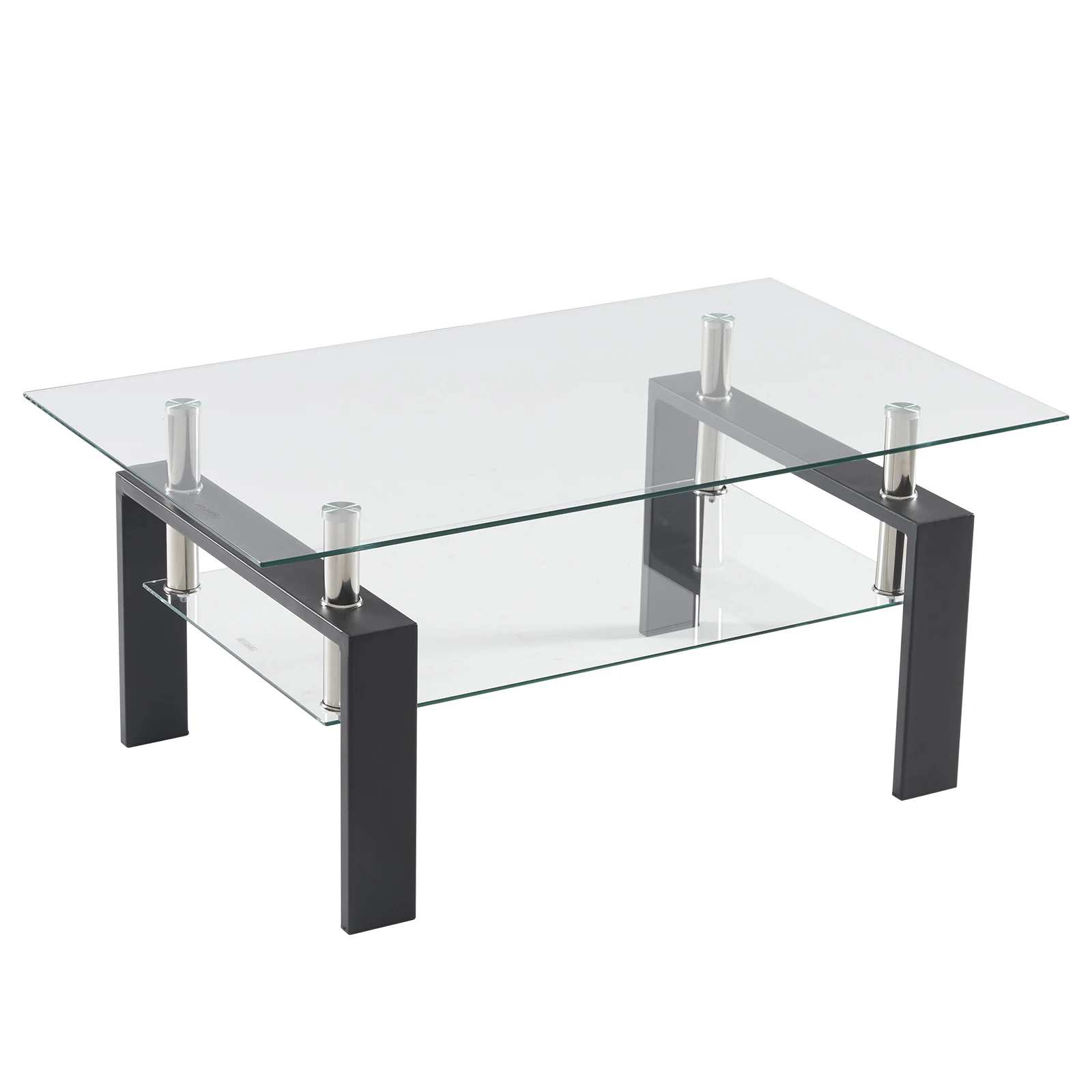 Arc Shaped Two Tiers Tempered Glass Coffee Table