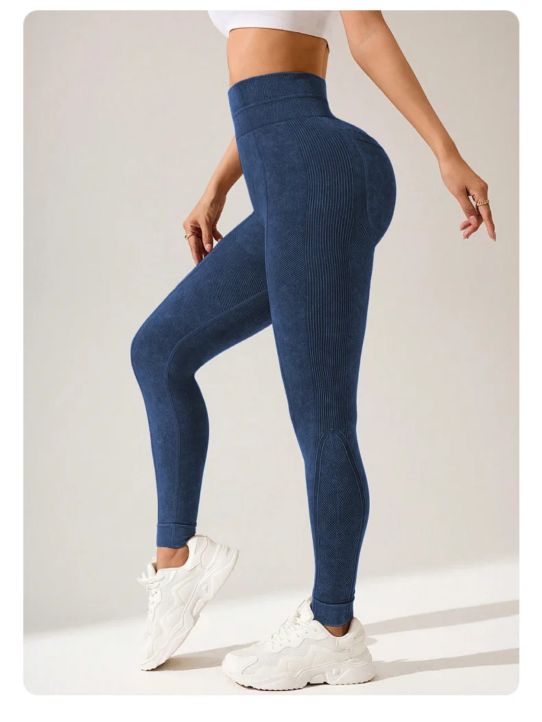 Damen Schnelltrocknende Yoga-Leggings mit Taschen, Hoher Taille, Po-Lifting-Effekt, Strukturierte Hüftformende Lauf- und Fitness-Sporthose – Detail 8