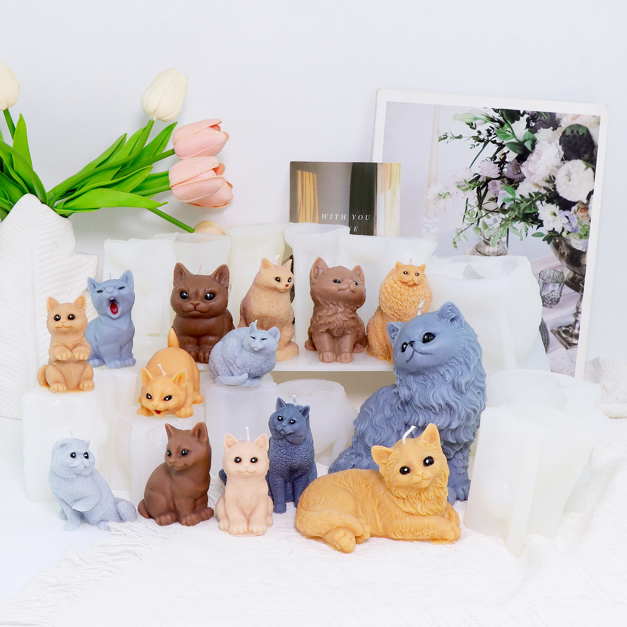 3D Ragdoll Katze/Persische Katze Silikonform Russische blaue Katze Kerzenformen DIY Tierhandwerk Harz Seife Gips Siamesische Liebhaber Geschenk