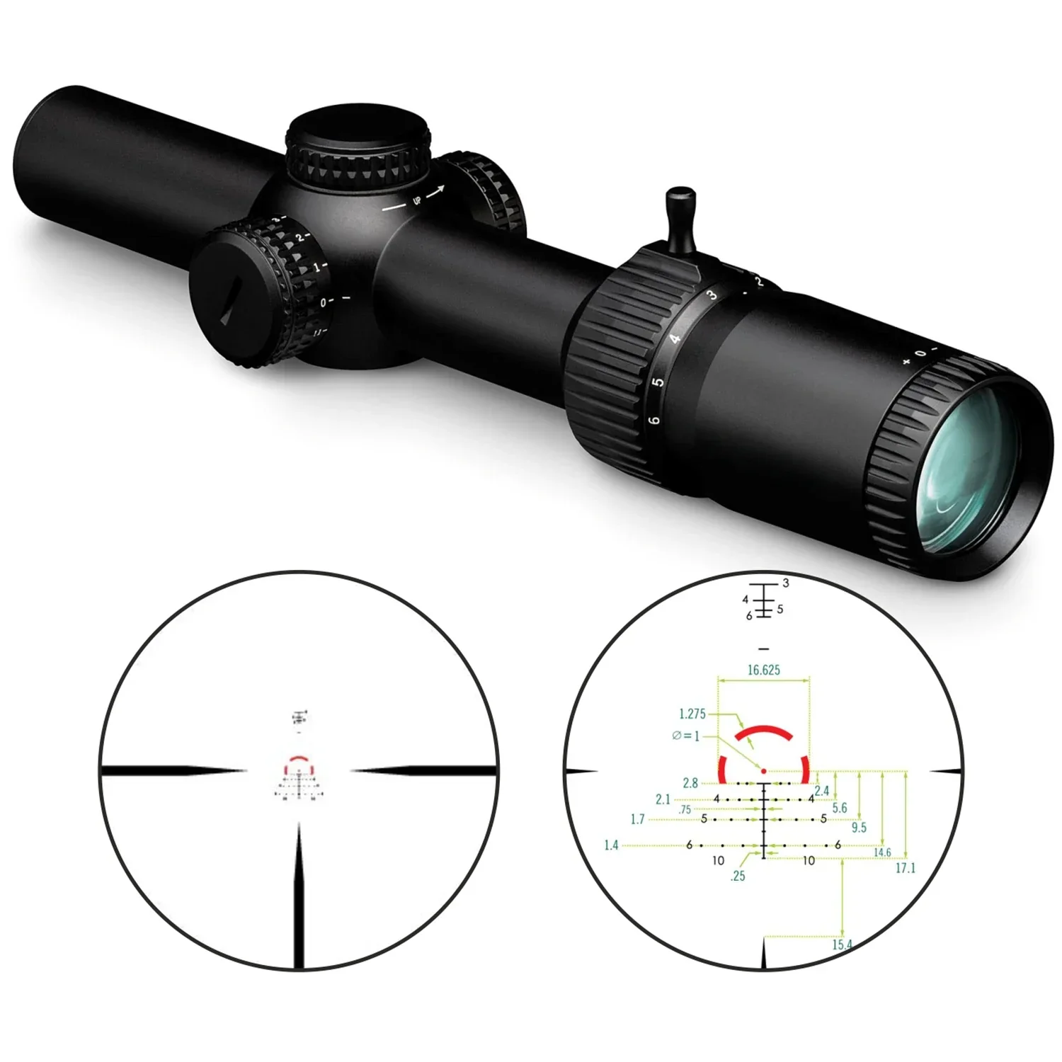 1-6x24 Hunting Optics Eagle Second Focal Plane Riflescopes,BDC-3 (MOA) Reticle,100% Original Version Scope rifle scope