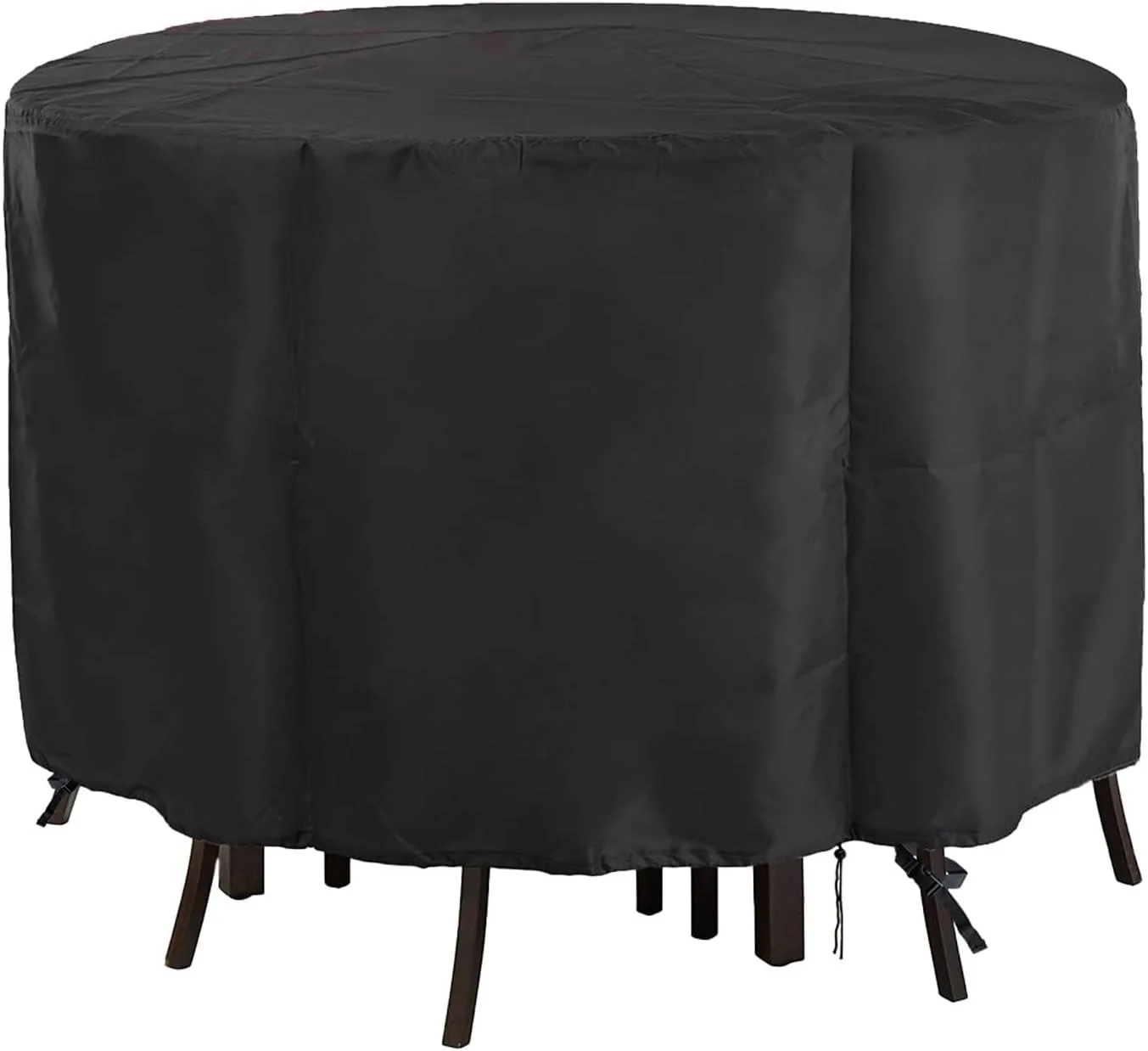 

33 in. Black Durable Waterproof Weather-Resistant Round Ottoman/Coffee Table Cover