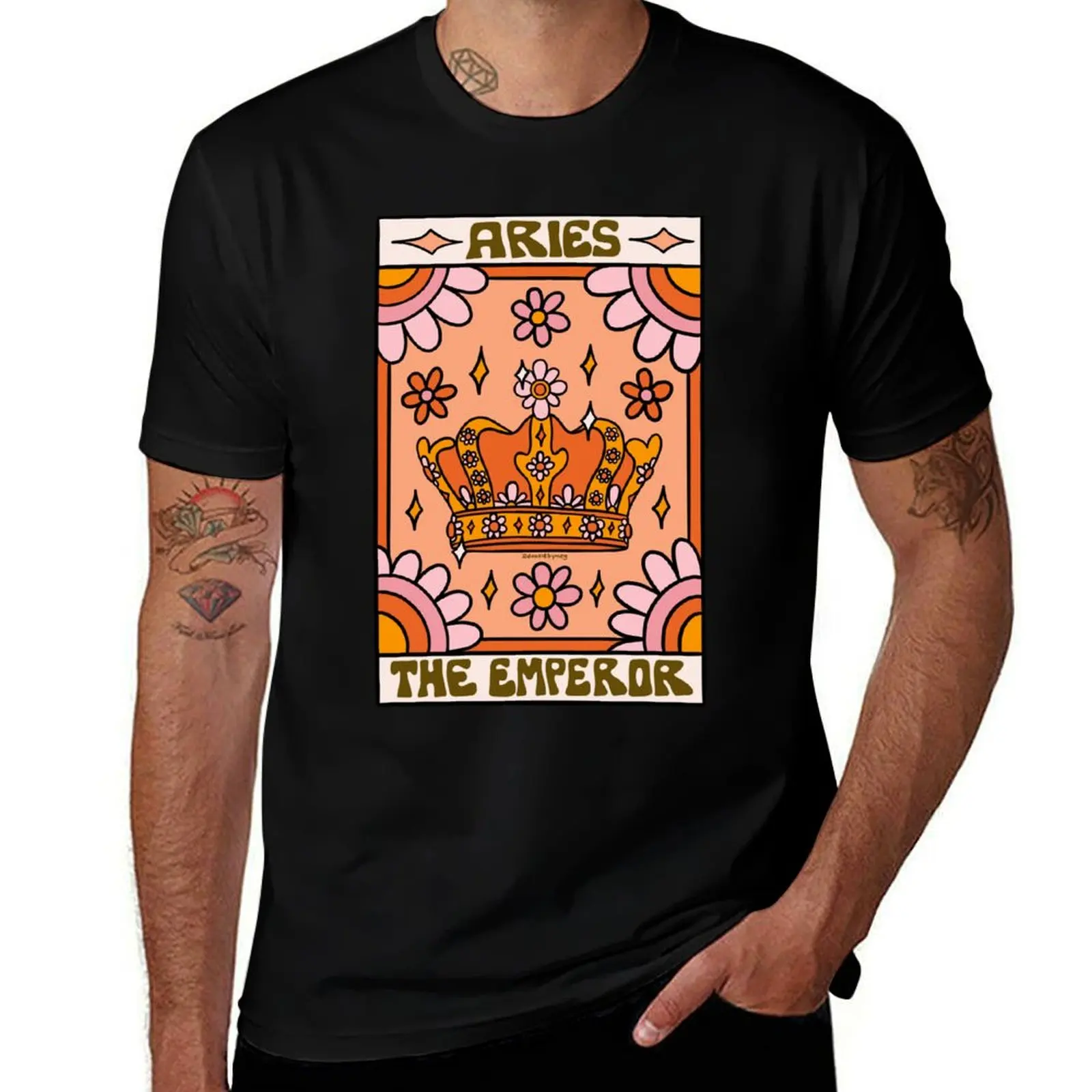 

Aries Tarot Card T-Shirt man t shirt designer cotton t shirts high quality T-Shirt