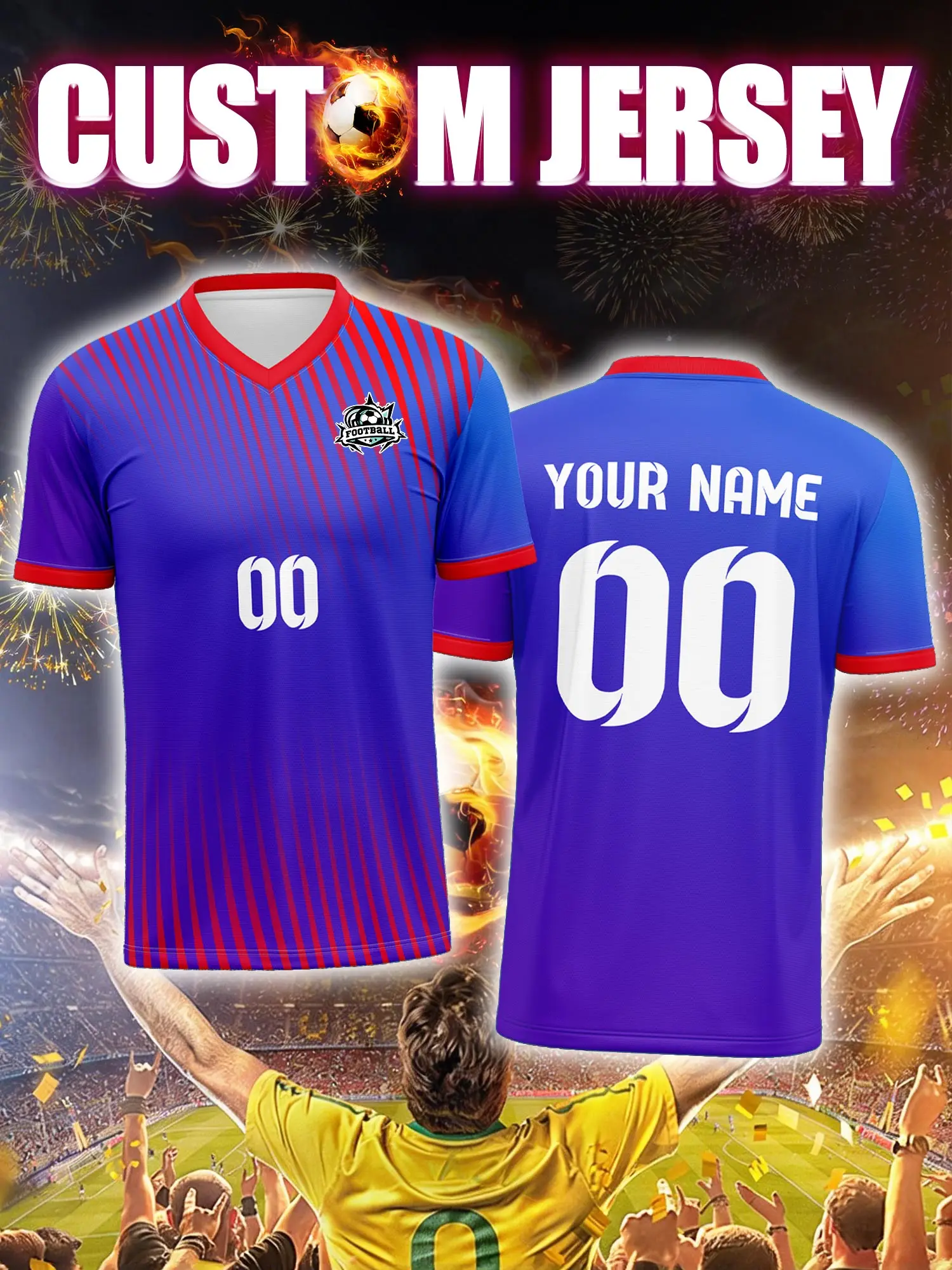 

Футбольная форма на заказ с индивидуальным изображением, номером и именем, антибактериальная, сохраняющая свежесть на весь день.