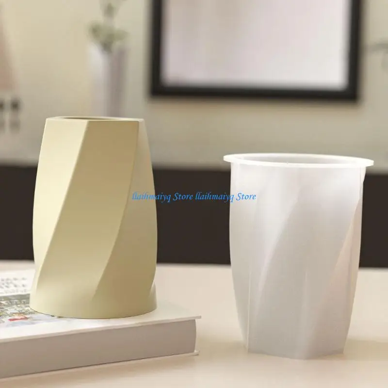 573B Smooth Surfaces Silicone Mould For Creating Unique Rotating Vase For Resin Art And Concrete Craft Lovers