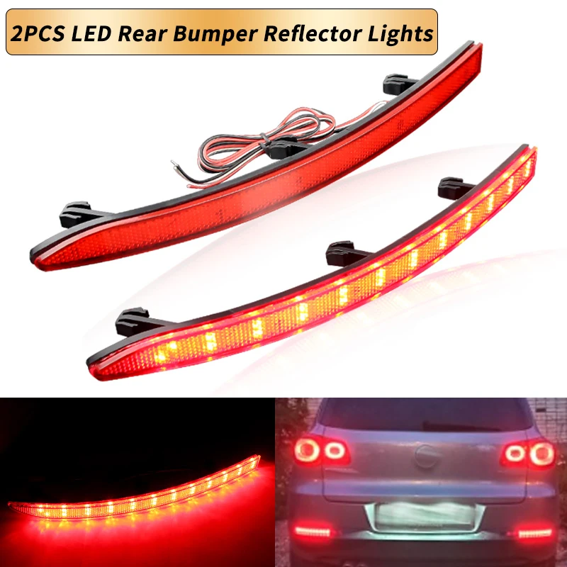 

2PCS LED Car Red Rear Bumper Reflector Assembly Red Lens Cover Left & Right Light For VW Tiguan 5N 2008-2016 5N0945105 5N0945106