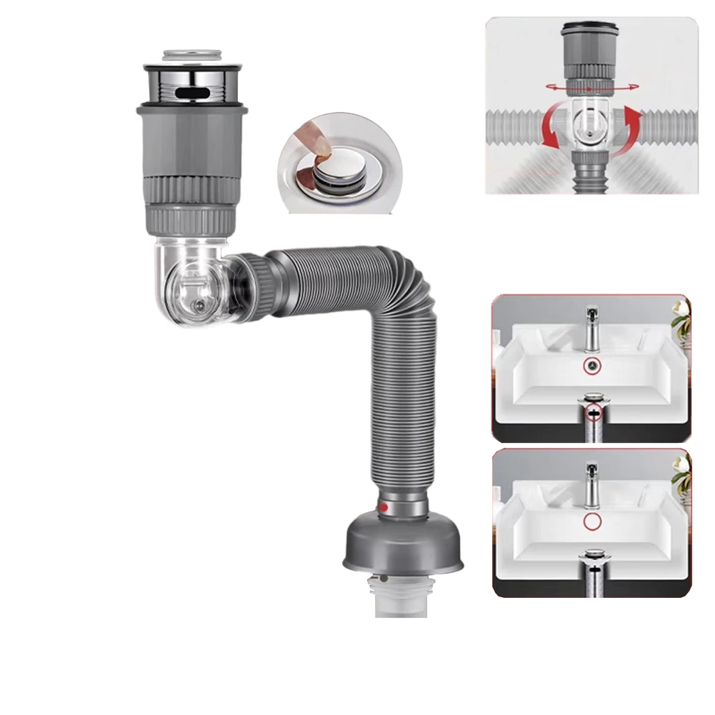 Tuyau de vidange d'évier de cuisine rabattable, filtre de déodorant Flexible et extensible, lavabo de salle de bains, accessoires Anti-blocage