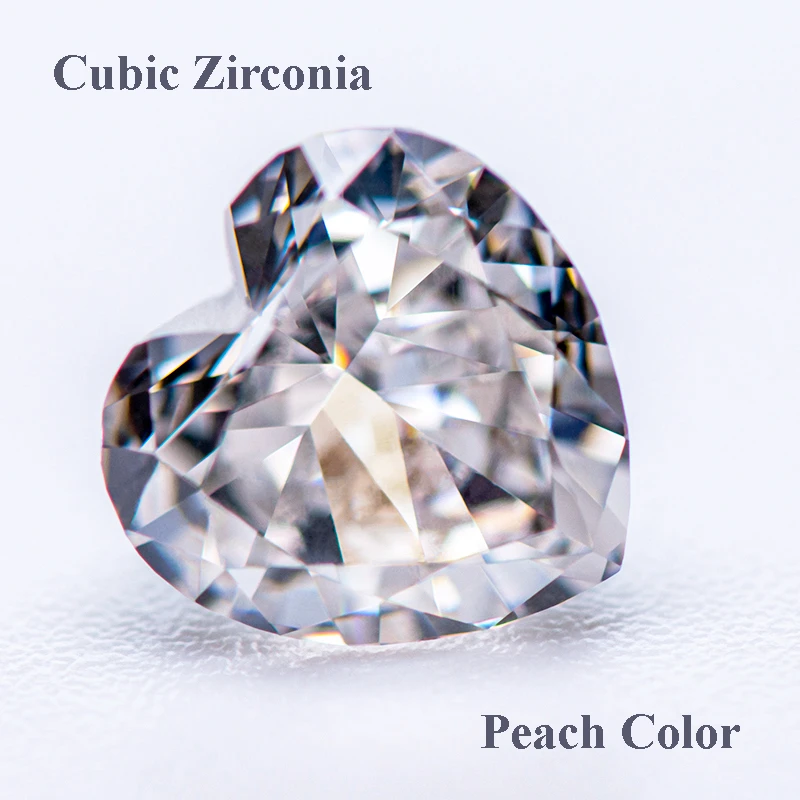 

Cubic Zirconia Crushed Ice Cut Peach Color Heart Shape Charms Beads for Diy Jewelry Making Necklace Materials No Certificate