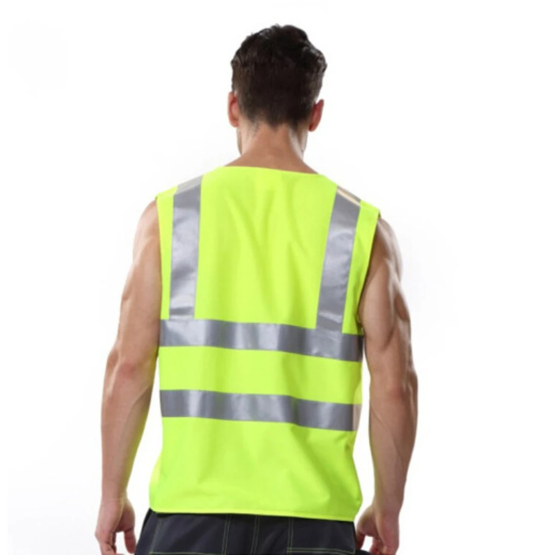 A628 Fluorescent Yellow Reflective Vest 3m Reflective Material Polyester Knitted Fabric Zipper