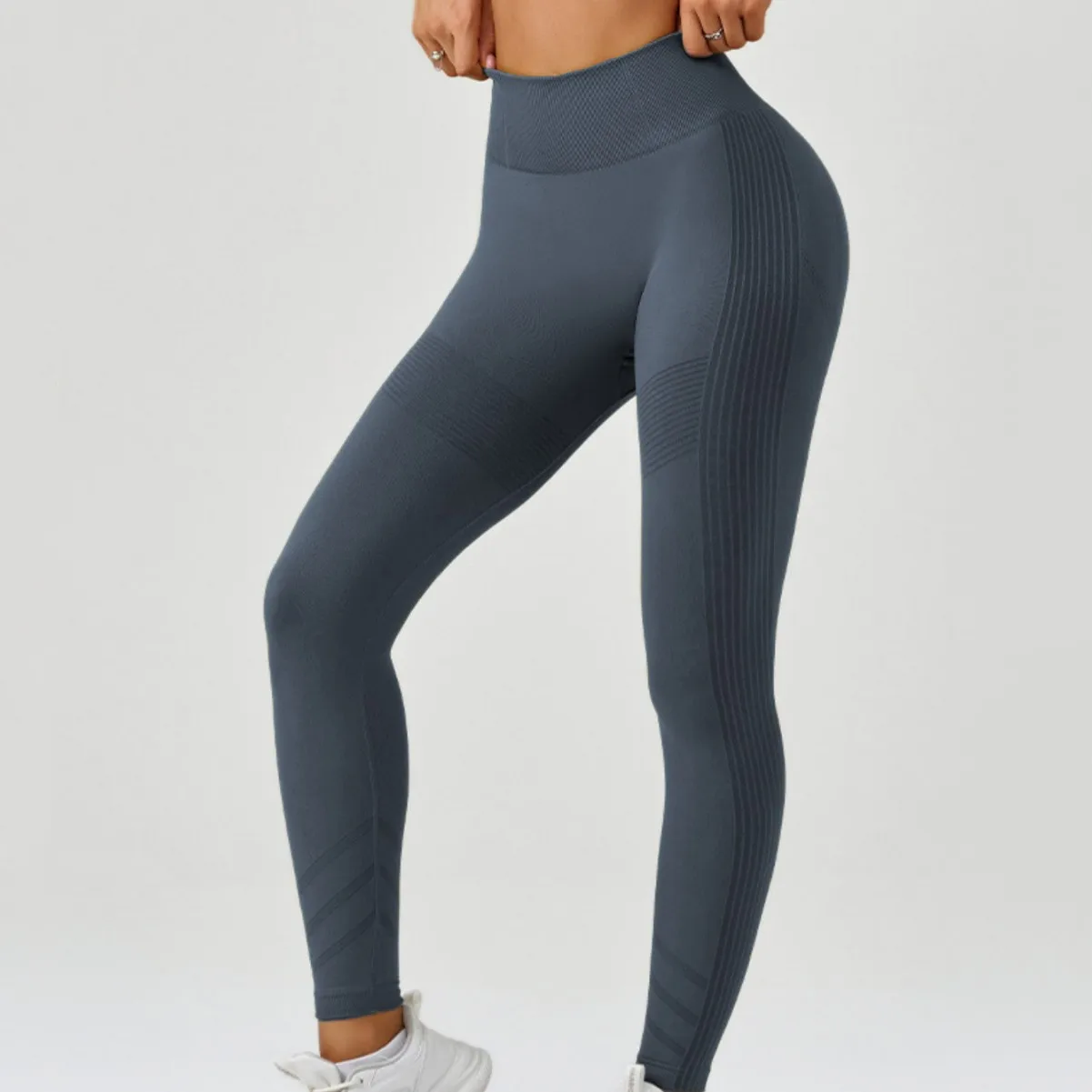 Women's Seamless Knit High Waist Yoga Leggings Quick Dry Breathable Tummy Control Peach Butt Lifting for Running Training