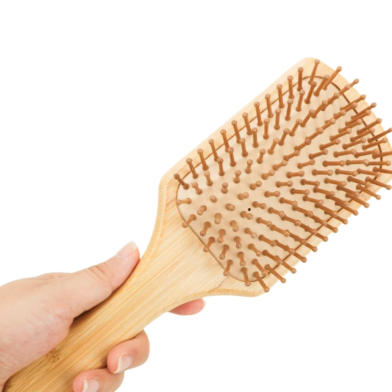 1 Pc Natural Bamboo Comb Paddle Detangling Hairbrush , Scalp massage comb , Wide-tooth comb No Bristle , Suit for Women Men Kids