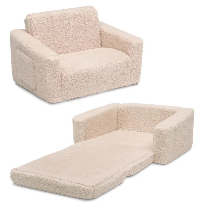 

Cozee Flip-Out Sherpa 2-in-1 Convertible Chair to Lounger for Kids,