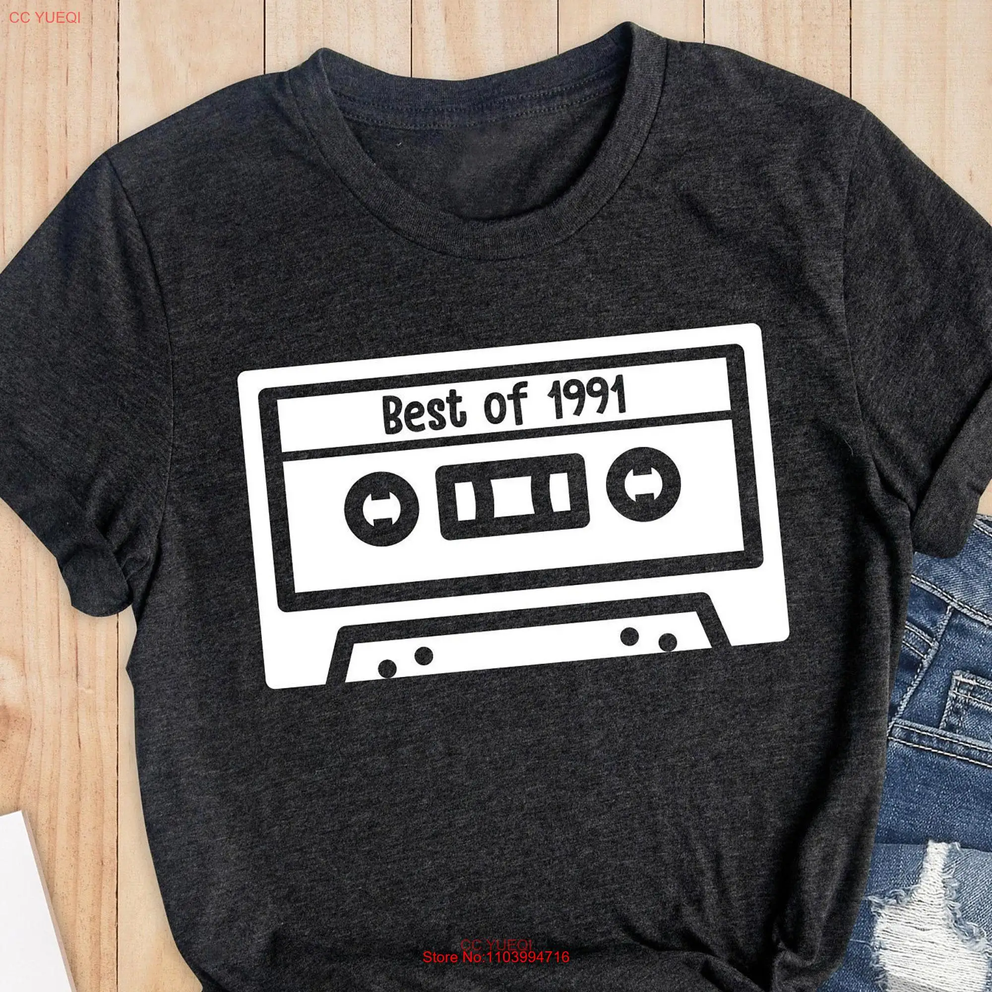 Best Of 1991 T Shirt Cassette Birthday Born in  long or short sleeves