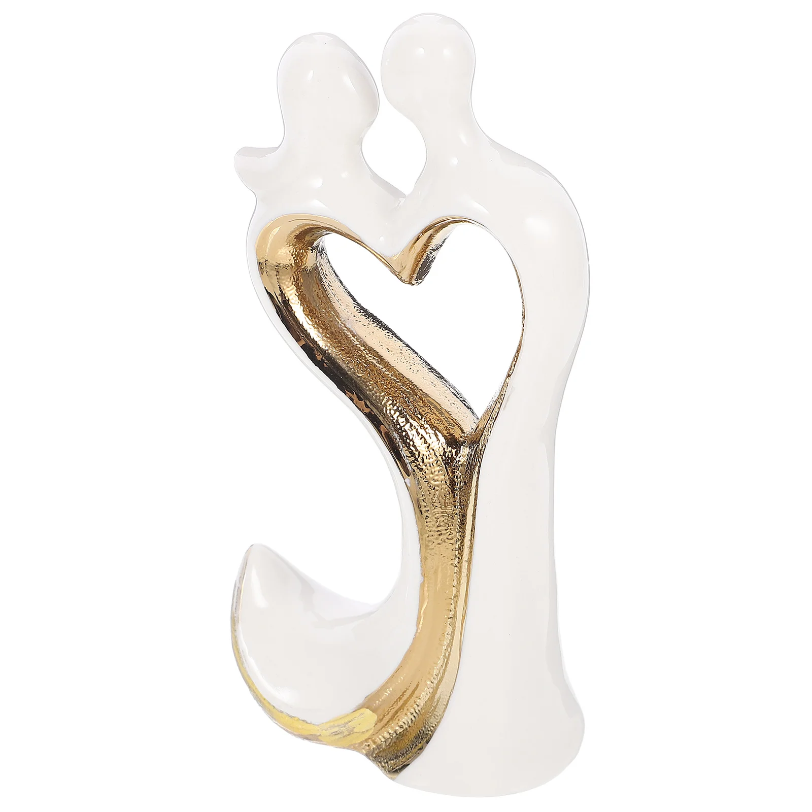 

Ceramic Couple Sculpture Abstract Hollow Heart Desktop Lover Ornament Kissing Couple Sculpture Bedroom Decor Lover Figurine