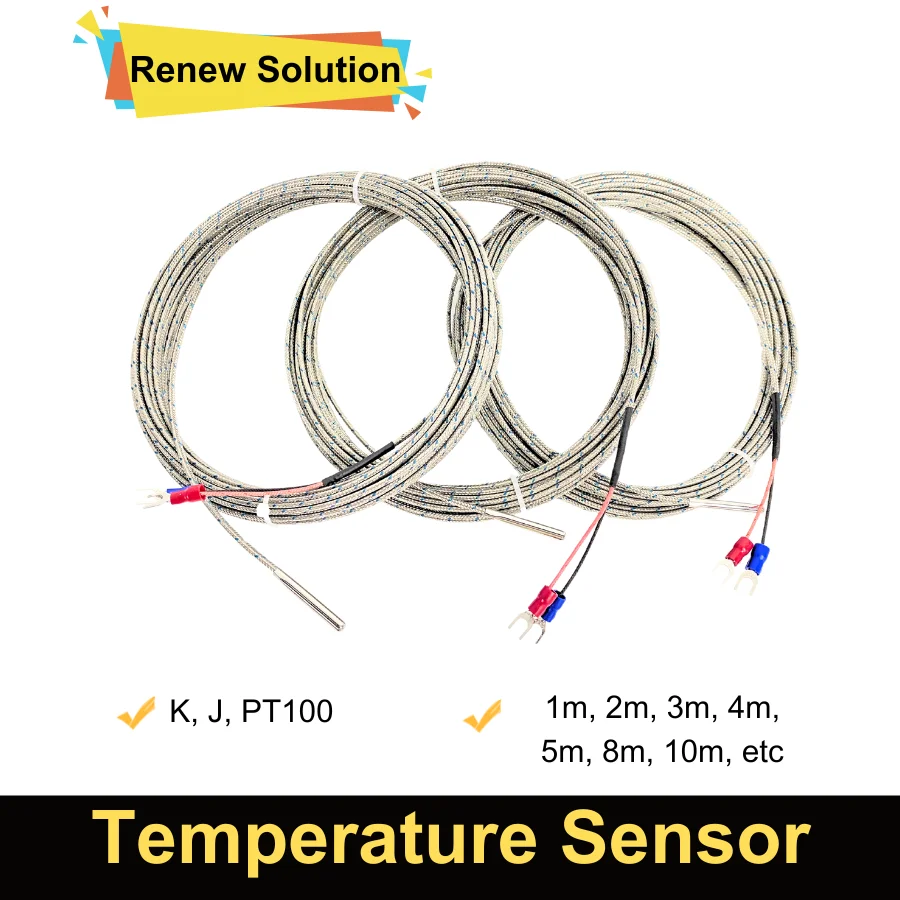 4mm * 30mm K J PT100 1m 2m 3m 5m 10m sonda typu sonda ekranowany przewód pleciony czujnik temperatury termopary do regulatora temperatury