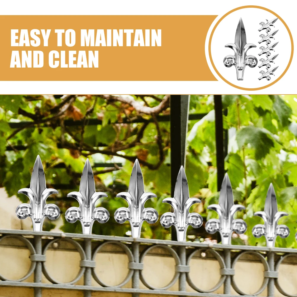 

6 Pcs Metal Post Finials Silver Topper Garden Yard Ornament Fence Post Finials Outdoor Accessories