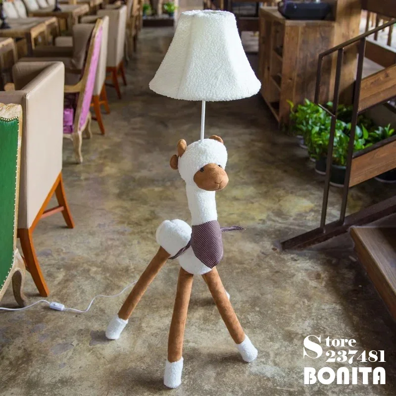 Nordic Kids\' Lighting for Living Room Bedroom Sofaside Home Decoration Floor Lamp Fabric Carton Animal  Alpaca Sheep Floor Light