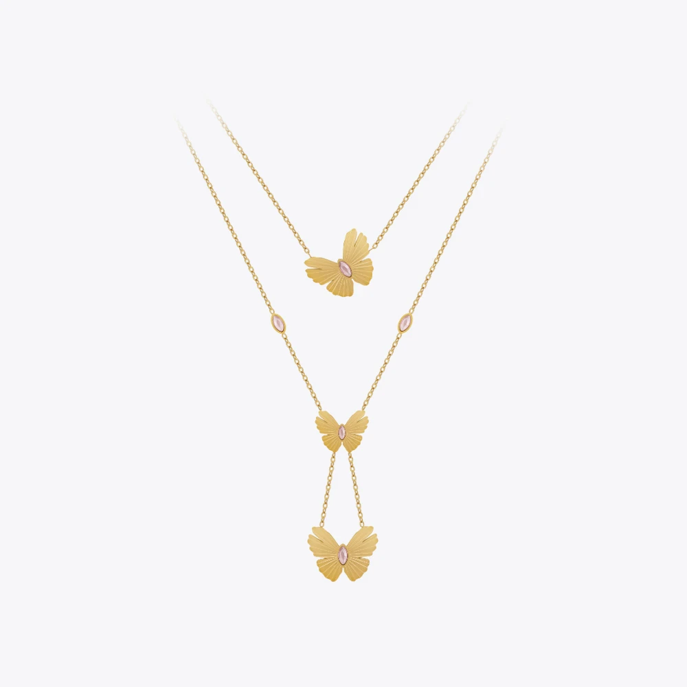 

ENFASHION Para Mujer Butterfly Necklace With Zircon For Women Jewelry Necklaces 18K Plated Gold Fashion Cute Party Gift P223319