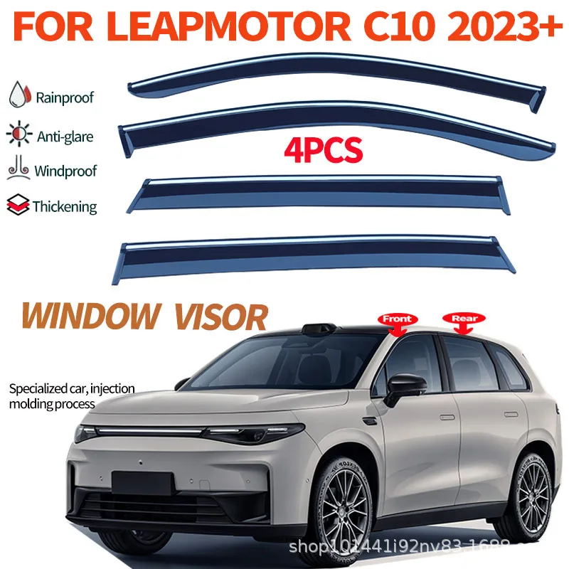 For Runaway C10 Rain Door Sunshade Leapmotor C10 Window Eyebrow Barrier Retrofit Wind & Rain Deflectors No-Drill Design