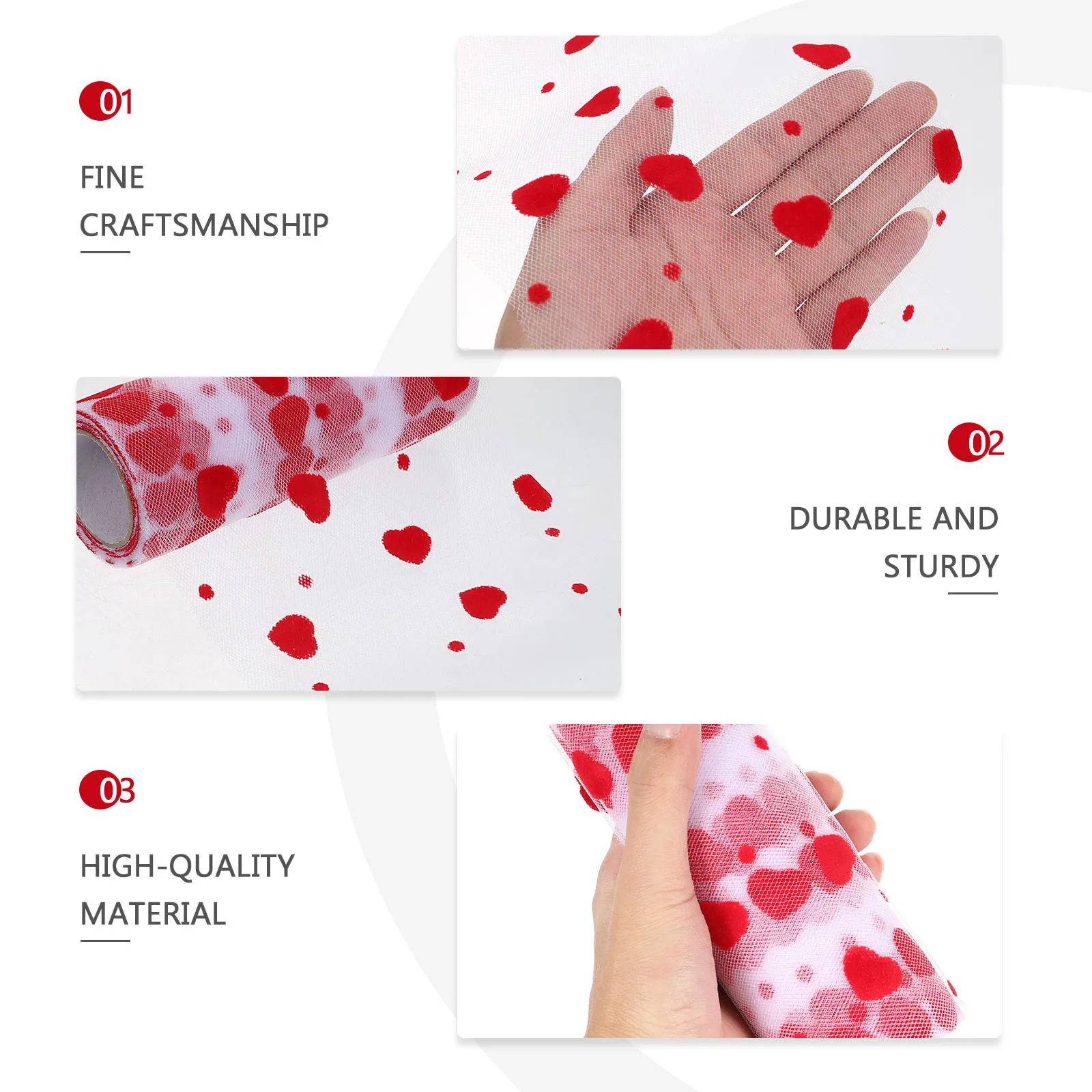 

1pc Heart Pattern Tulle Roll 5M Diy Gift Wrapping Gauze For Wedding Valentine Decor Clothing Fabric Decorative Mesh