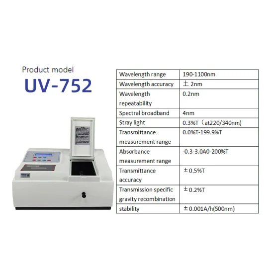 

Low cost single beam UV-VIS spectrophotometers for laboratory testing