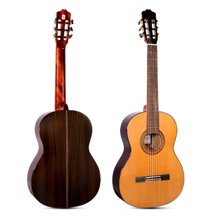 

Hooqu Wholesale 6 String Acoustic Guitar 39 Inch Full Solid Red Pine Wood Professional Classical Nylon String Guitar Classic
