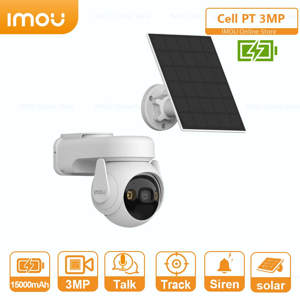 

IMOU Cell PT 3MP With 3W Solar Panels Battery IP Wifi Camera Full Color Night Vision Security Outdoor PIR Detection Surveillance