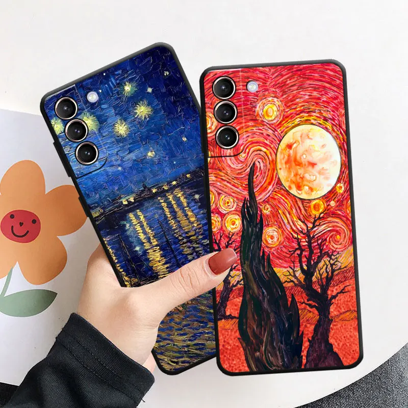 Van Gogh Starry sky art  phone Case for Samsung Galaxy S23 S24 Ultra S7 S9 S10e S8 5G S20 FE S10 S21 S21 Plus Silicone Cover