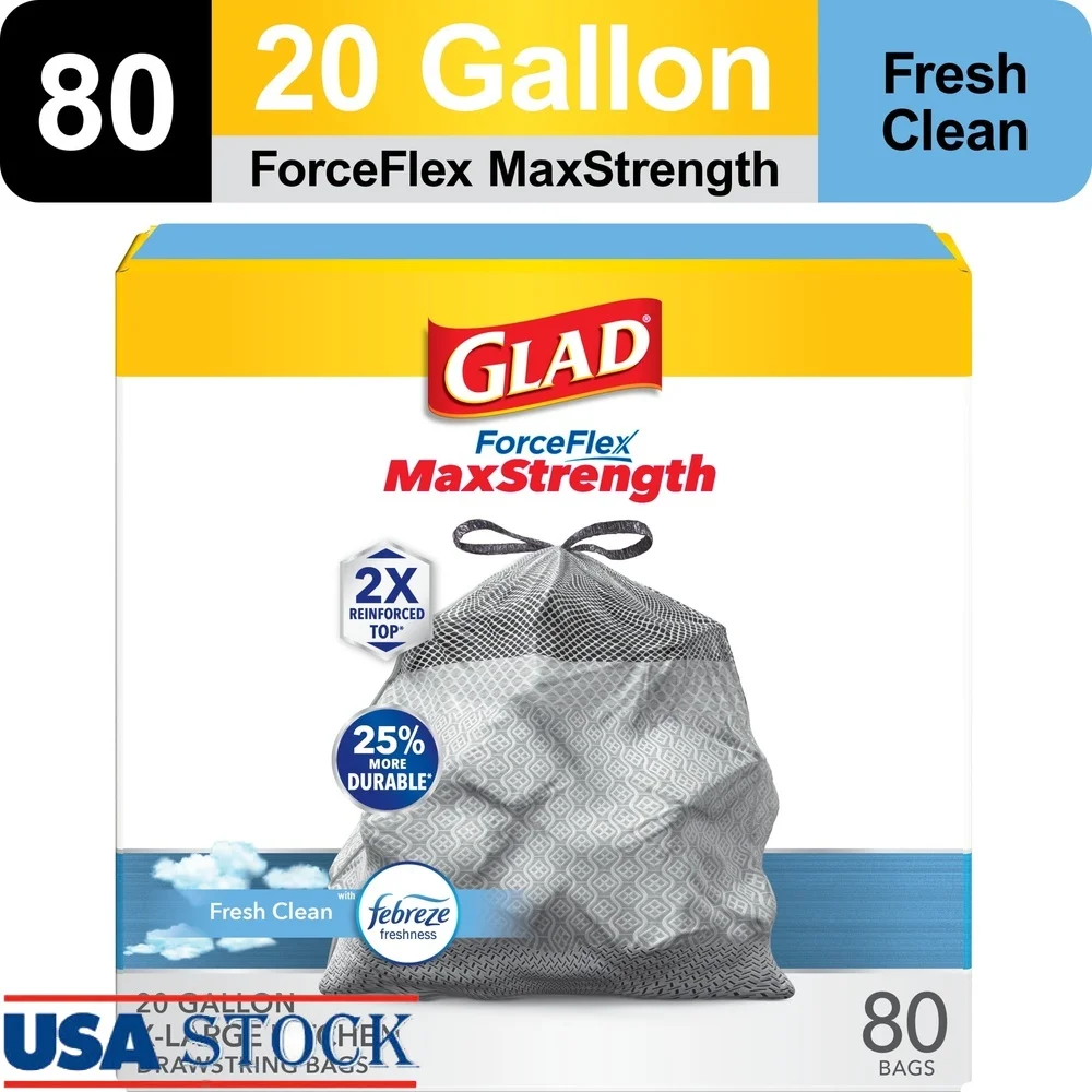 

Прочные мешки для мусора на шнурке емкостью 20 галлонов, ароматизированные, герметичные, контроль запаха, 80 шт., устойчивые к разрыву, для кухни, офиса, домашнего использования