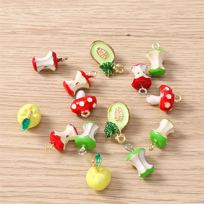 

5pcs Cute Mix Fruit Apple Cantaloupe Charms Pendants for Jewelry Making Drop Earrings Necklaces Bracelets Accessories DIY Gifts