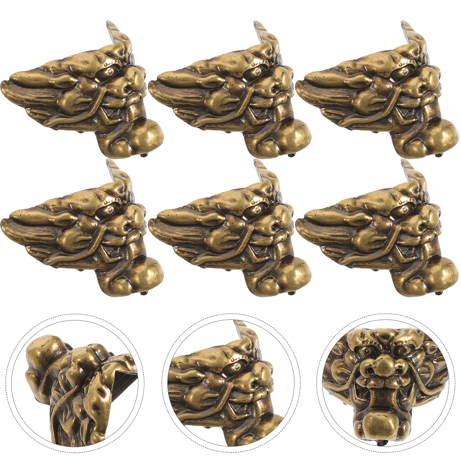 

12pcs Retro Wooden Corner Protectors Lion Design Edges Guard Vintage Jewelry Case Decorative Wrap Protective Covers For Gift