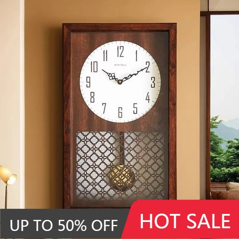 Wood Retro Wall Clocks Decorative Wall Watch Minimalist Luxury Aesthetic Living Room Clocks Silent Elegant Pendulum Watches