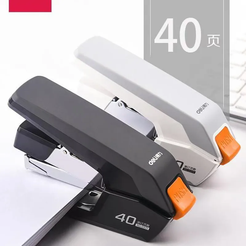 Deli Effortless Desktop Stapler, 40 Sheet Capacity, One Finger Touch Stapling, Easy to Load Ergonomic Heavy Duty Stapler