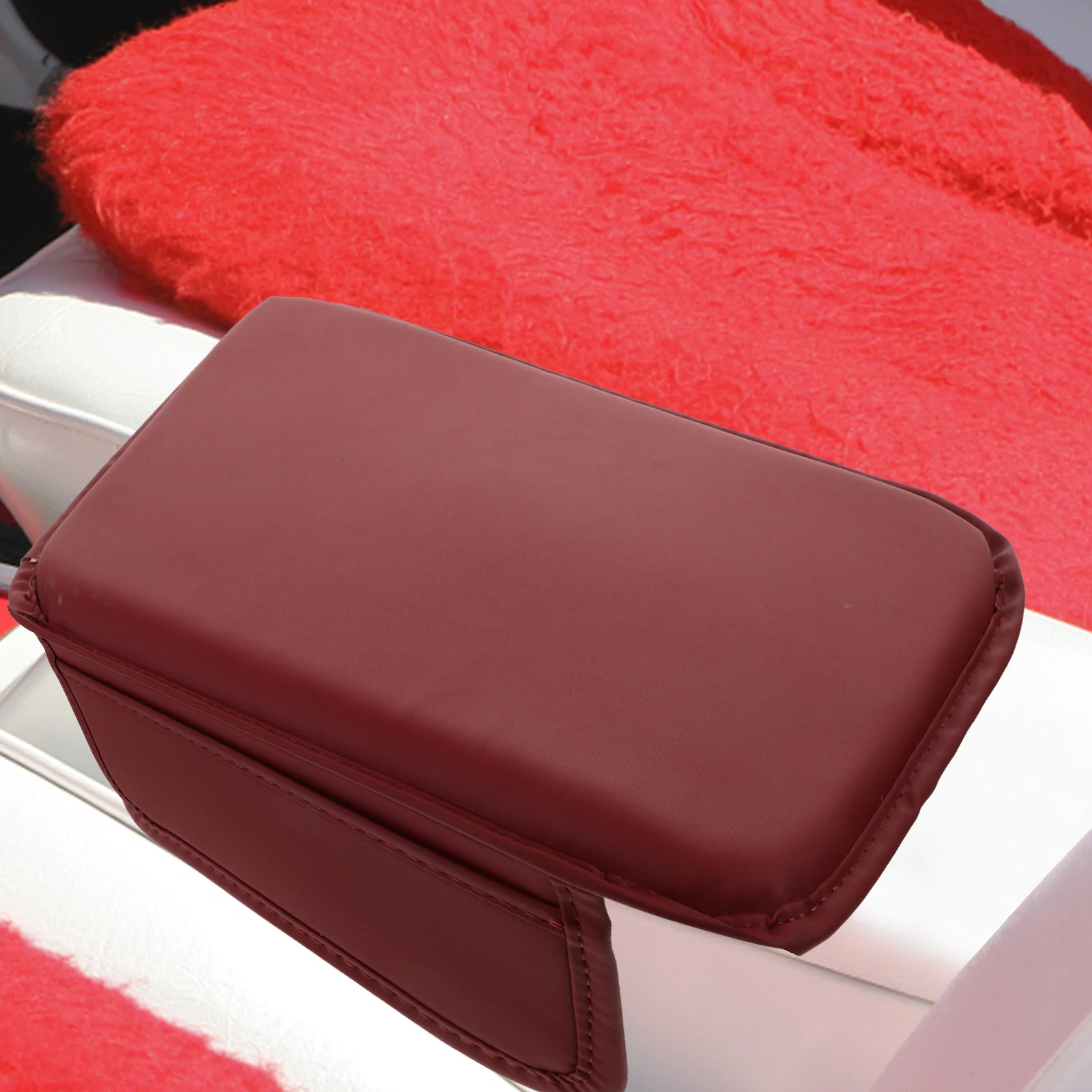 

Universal Armrest Cover Center Console Car Seat Protector Non-Slip Pu Mat Interior Storage Box Easy Install Decorative