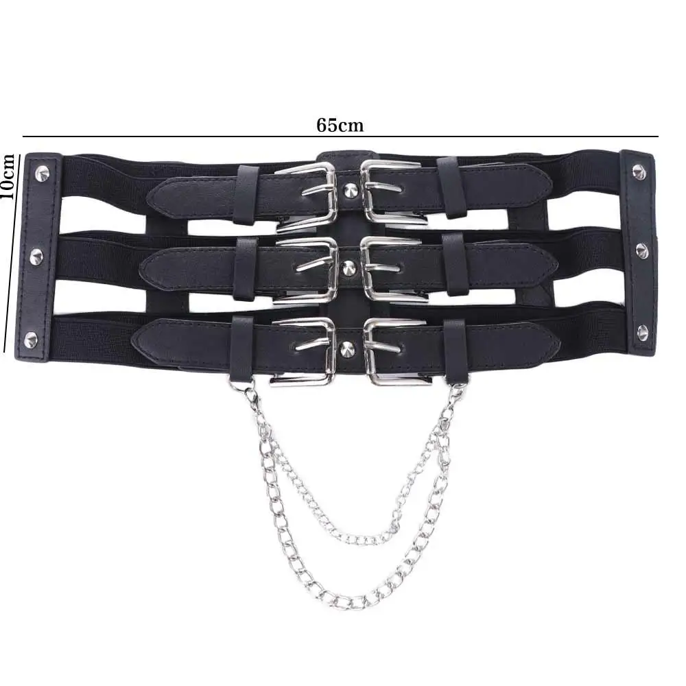 中空ワイドベルト Y2K チェーン原宿スタイルの女性のウエストベルトウエストコルセットベルトカマーバンドスリムビスチェコルセット弾性ベルト