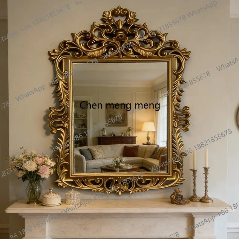 

French court style fireplace decorative mirror American wall mounted toilet mirror vintage