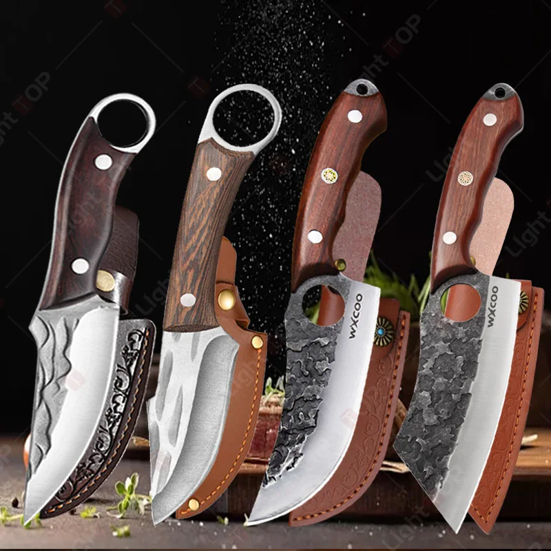 Küchenmesser Full Tang Geschmiedet Metzgermesser Fleischbeil Ausbeinmesser Professionelles Kochmesser Obst Schneiden Kochutensilien