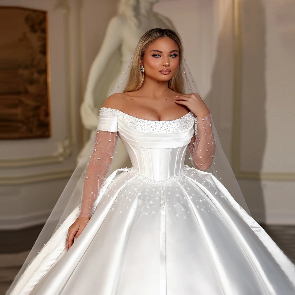 Robes de mariée trapèze à épaules dénudées pour femmes, élégantes, dos nu, robes de Banquet de fiançailles, personnalisées