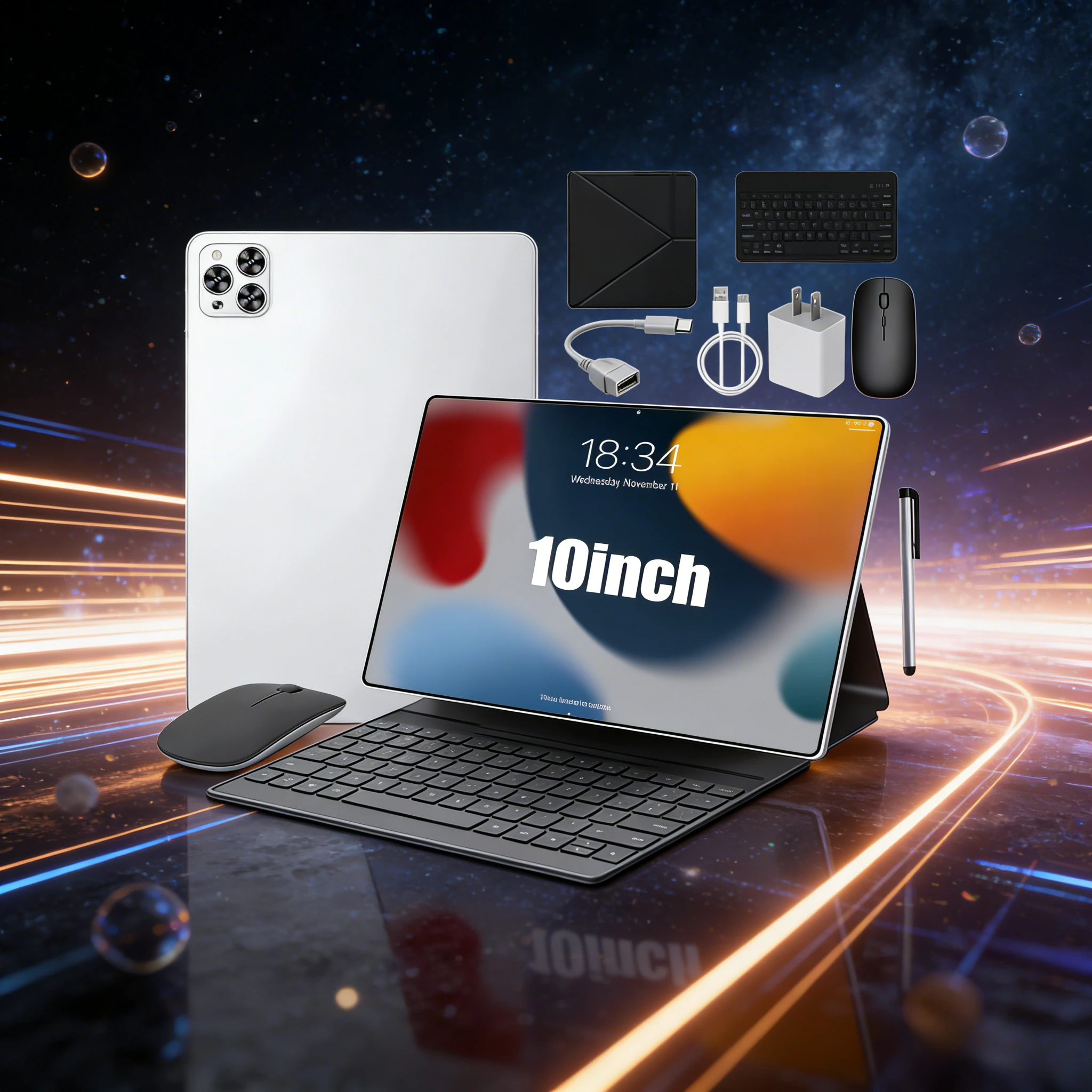 10.1 Inch Android 12 Tablet 4GB+32GB IPS Screen 5000mAh with Keyboard Mouse Case Stylus Pen Dual WiFi for Home Office Study