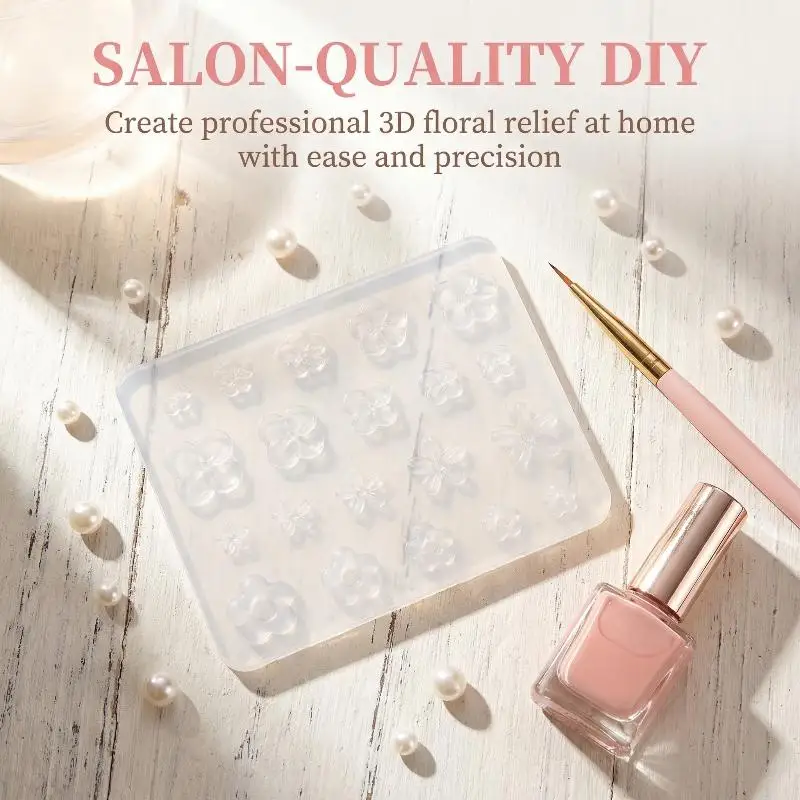 3D Flower Nail Art Silicone Mold Stereoscopic  Template for Easy Home Salon Gel Nail Decoration Application view 2