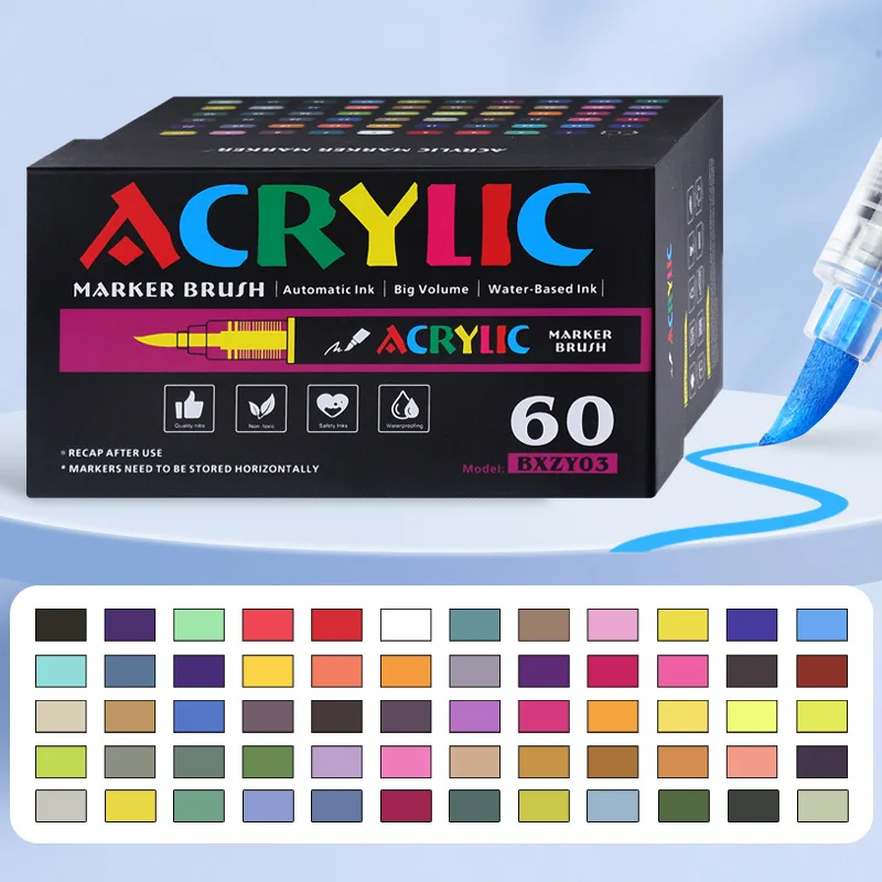 Acrylverfmarkers voor het beschilderen van stenen, Watervaste permanente acrylpennen voor glas, keramiek, canvas, schoenen ontwerpen en schoolprojecten