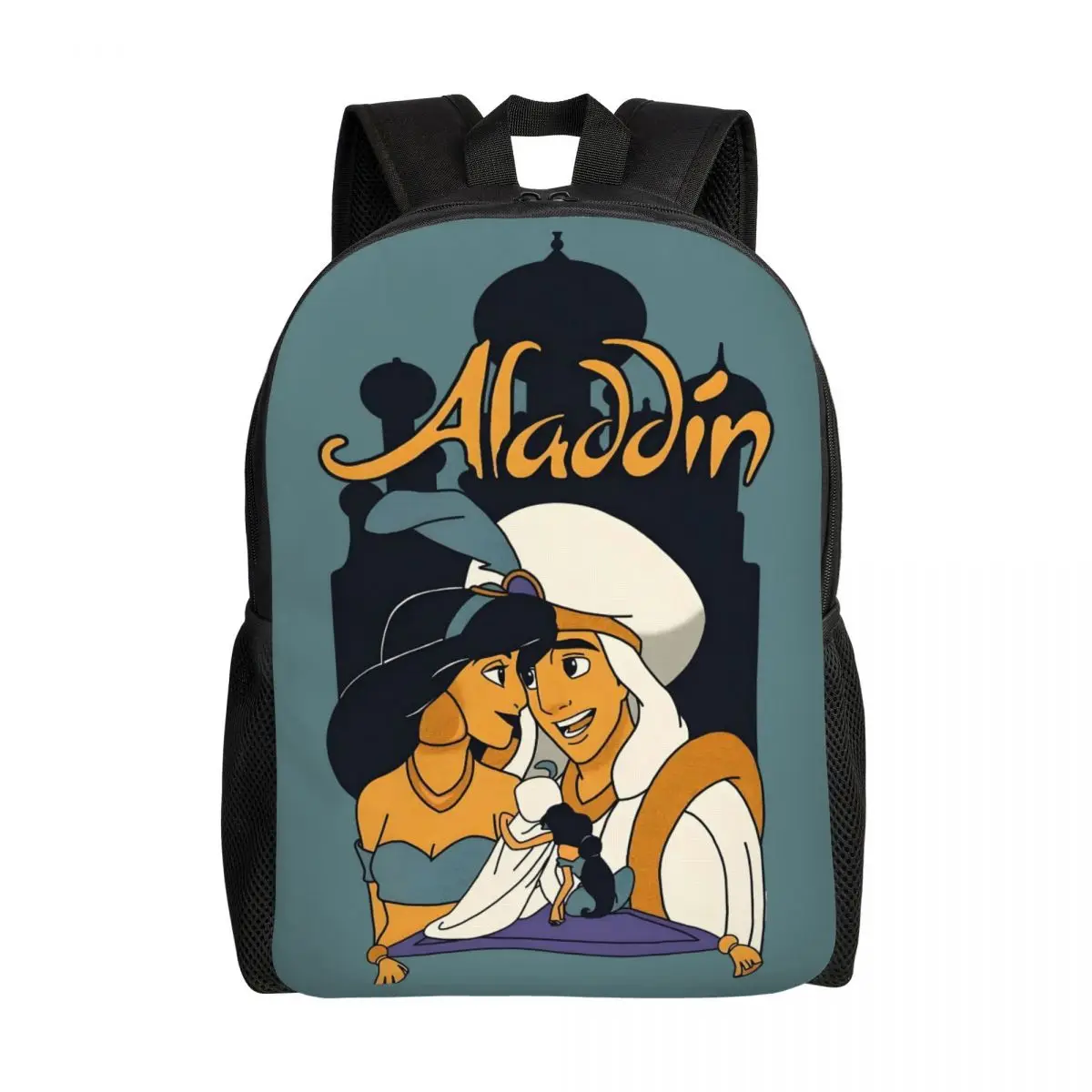 Mochila de viaje personalizada de Aladino para hombres y mujeres, mochila escolar para ordenador, película de fantasía Musical, mochila para estudiantes universitarios
