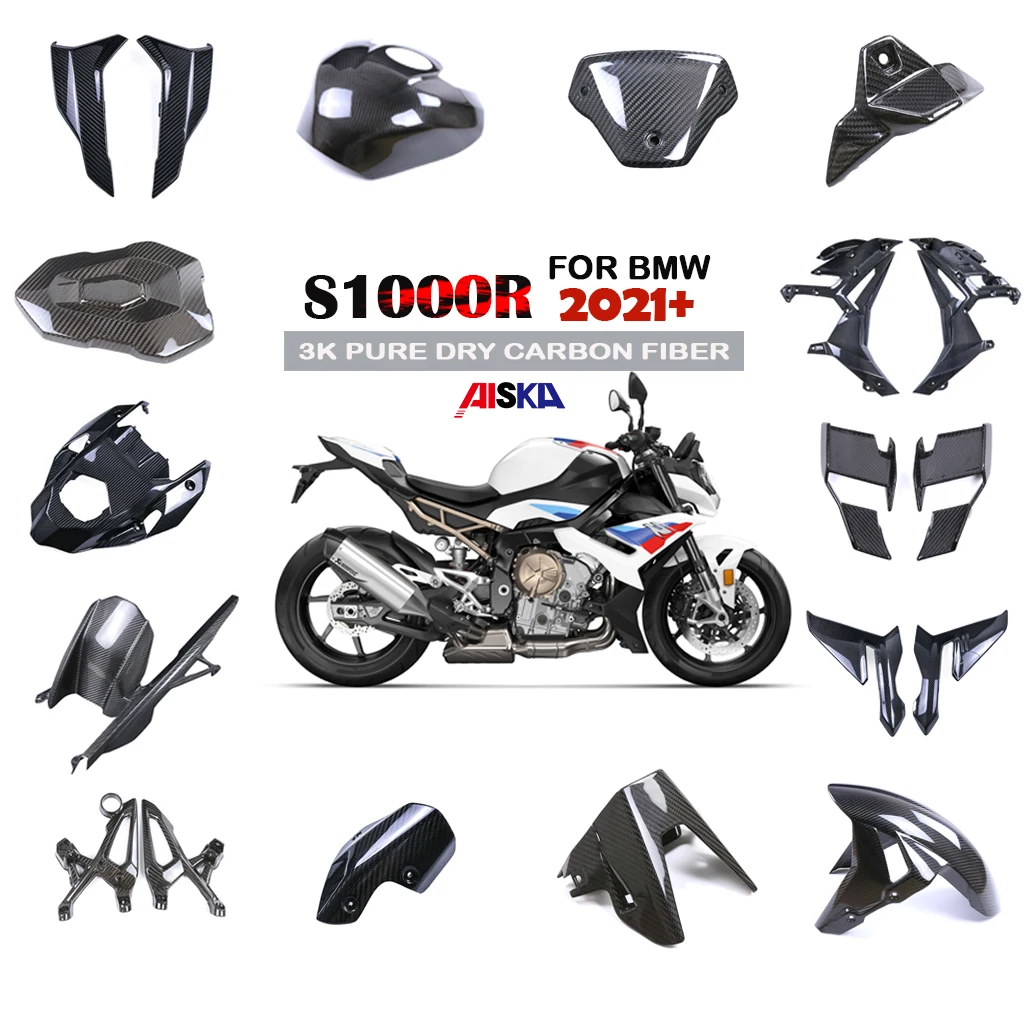 

3K Pure Dry Carbon Fiber Motorcycle Accessories Fender Fuel Tank Guard Winglets Fairing Kit For BMW S1000R 2021 2022 2023 2024