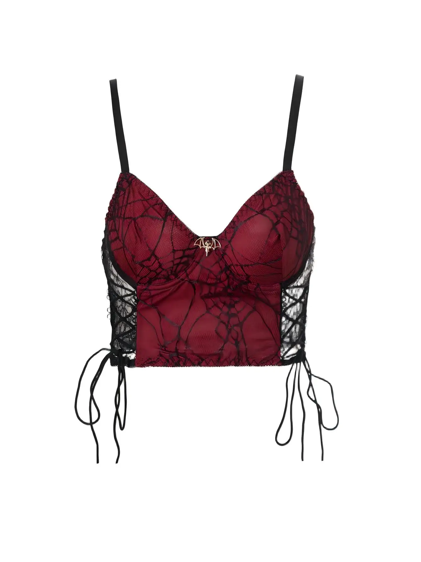 Gothic Spider Web Strap Crop Top Dark Retro Sexy Tight Strap Vest Outerwear Inner Match for Trendy Girls