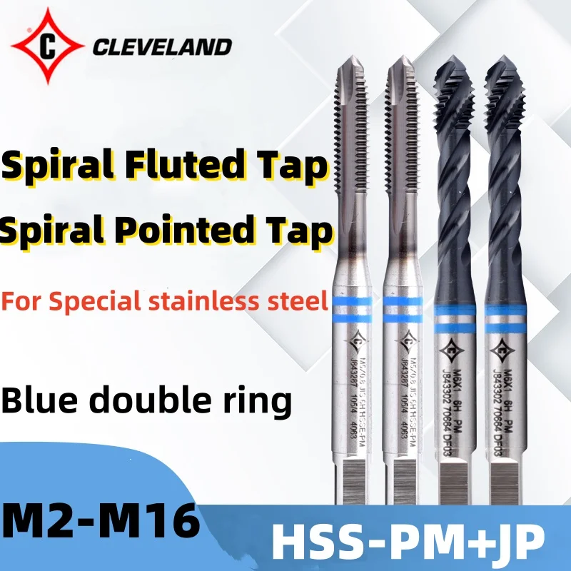 CLEVELAND HSS-PM With JP Coated Spiral Fluted Tap Spiral Spiral Pointed Tap M3M4M5M6M8M10M12M14M16 Machine Screw Taps For Steel